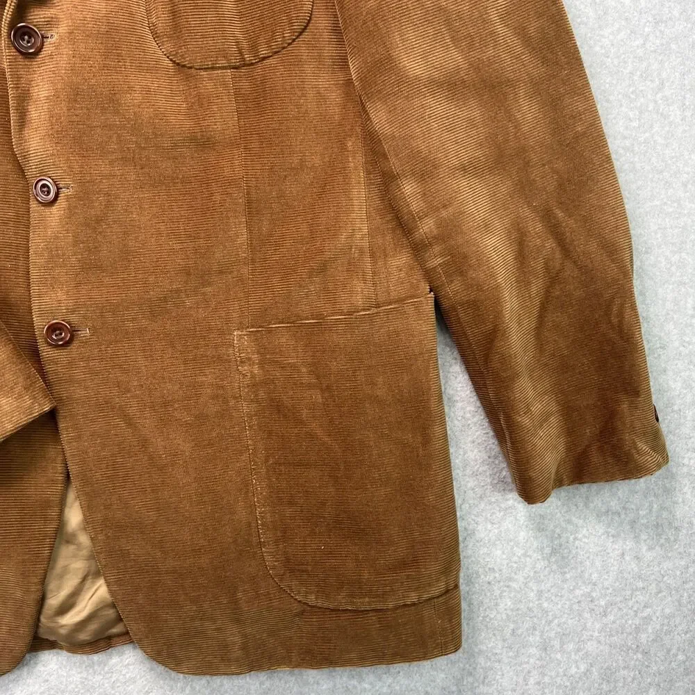 Henry Jacobson Corduroy Sport Coat  44R Brown Hand Tailored Jacket Elbow Patches
